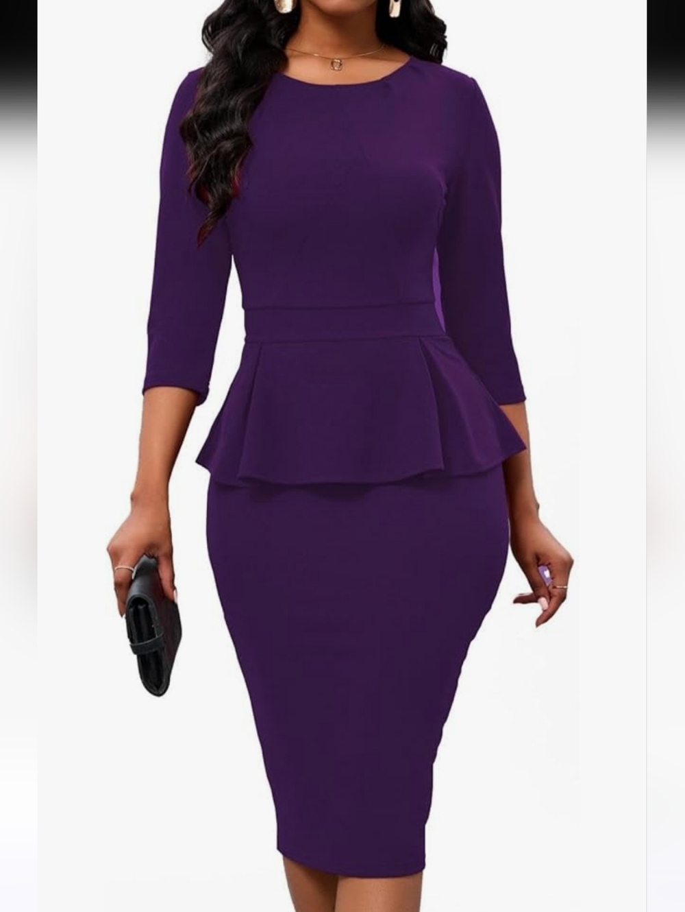 PerZeal Women's XXL Elegant Purple Peplum Dress